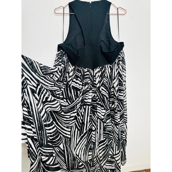 TOCCIN Black White Printed Trapeze High Low Sleeveless Maxi Dress size 20 - Picture 11 of 15